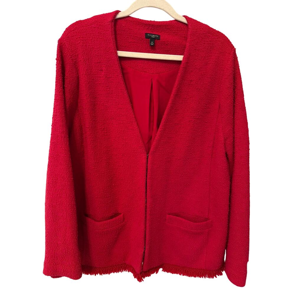 Talbots Red Blazer Women's Size 1XL Tweed Old Money Classic Timeless Textured